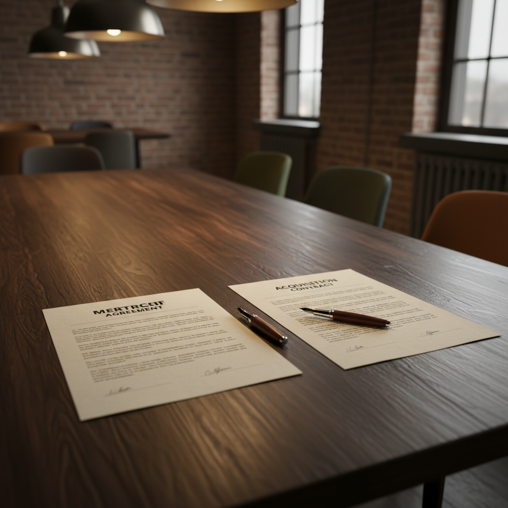 Signed agreement documents on a conference table
