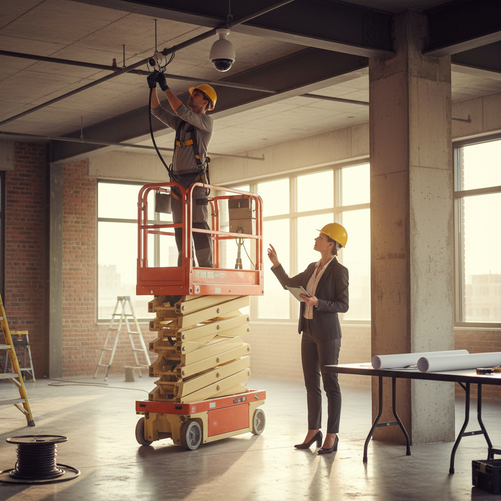 Modern access control panel and card reader mounted on a wall near a secure entry point