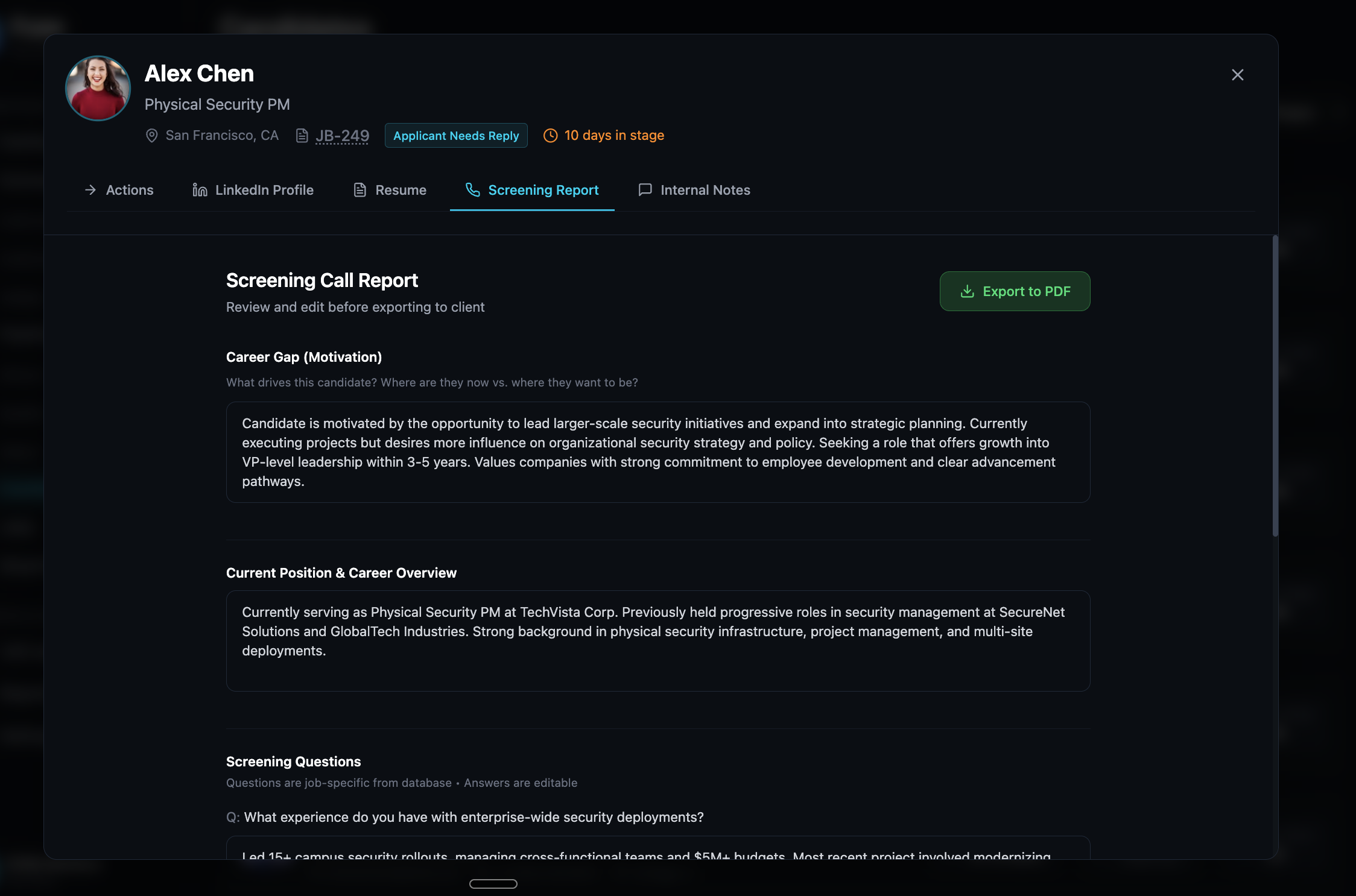 FUSE Candidate Profile — Career Gap motivation analysis