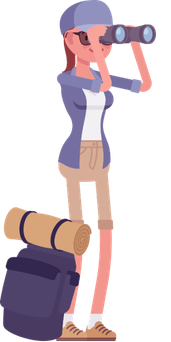 Hiker looking through binoculars